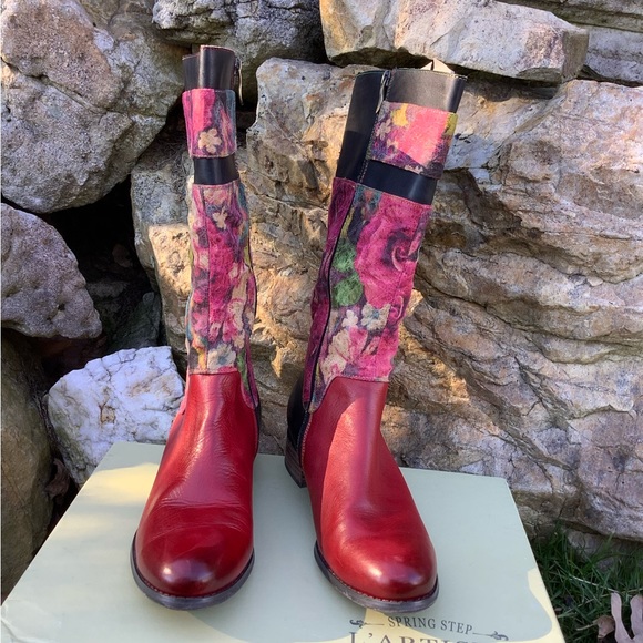 Spring Step L ‘Artiste Barbie Boot Sz 41 (10) Red Multi - Picture 2 of 7